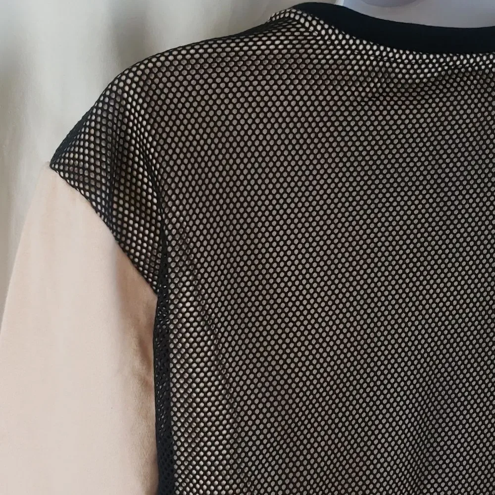 Guess Women's 10 Mesh & Pink Cropped Sweater